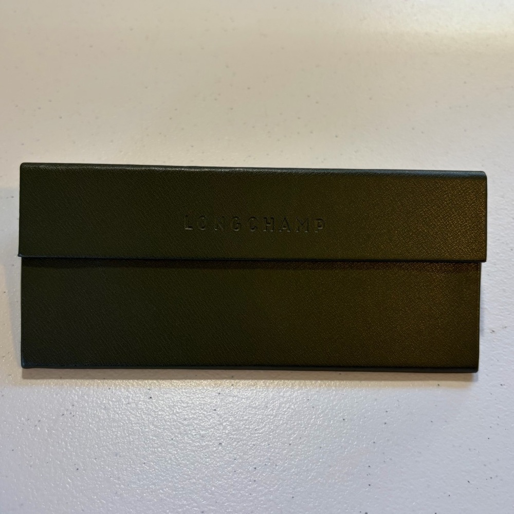 Longchamp Semi-Hard Shell Folding Eyeglasses Glasses Case Olive Green Designer - Picture 3 of 6